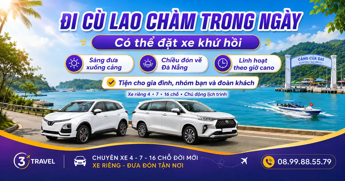 Xe Đà Nẵng đi Cù Lao Chàm – Đưa Đón Cảng Cửa Đại 4, 7, 16 Chỗ