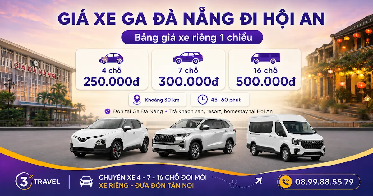 Giá xe từ Ga Đà Nẵng đi Hội An