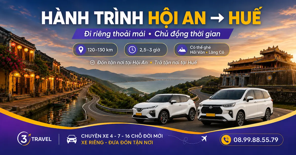 Giá xe Hội An đi Huế