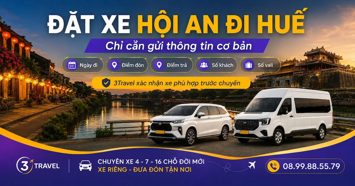 Cách đặt xe Hội An đi Huế