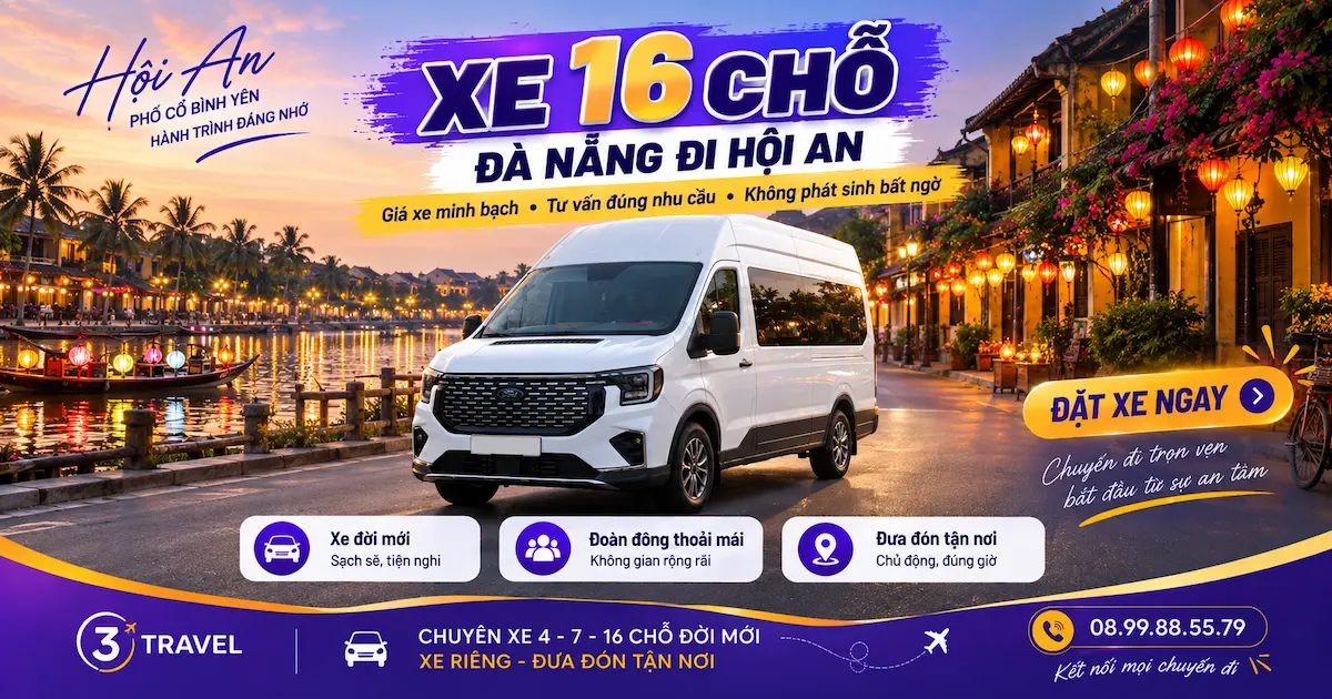 Giá thuê xe 16 chỗ Đà Nẵng đi Hội An