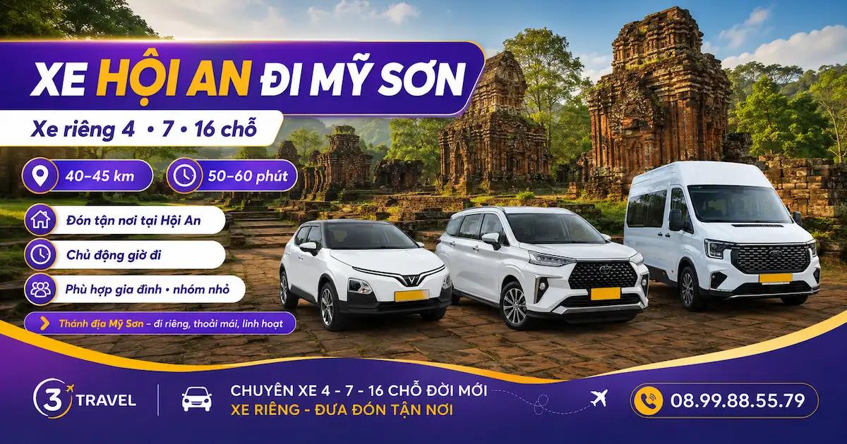 Xe Hội An Đi Mỹ Sơn – Xe Riêng 4, 7, 16 Chỗ