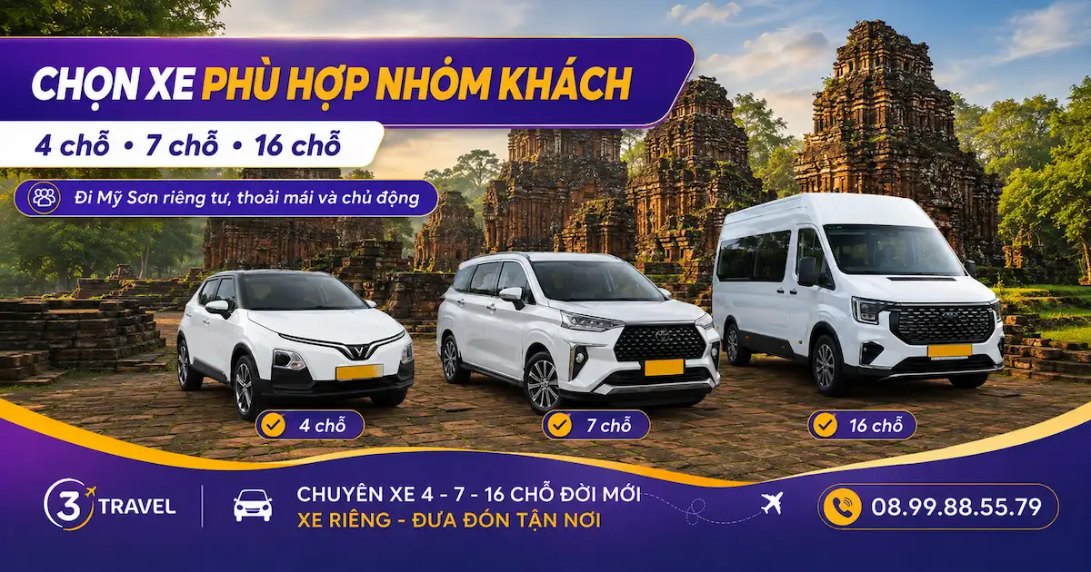 Nên chọn xe 4, 7 hay 16 chỗ Hội An đi Mỹ Sơn